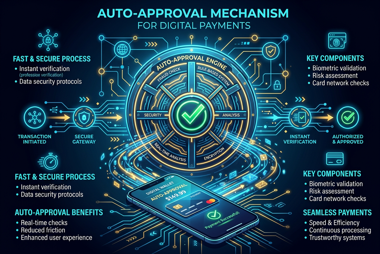 Infografika przedstawiająca mechanizm automatycznego zatwierdzania wypłat w kasynie online